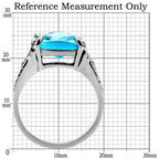 Jewellery Kingdom Ladies Emerald Cut Blue Topaz Cocktail Stainless Steel Ring (Silver) - Rings - British D'sire