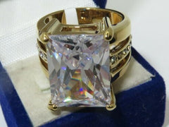 Jewellery Kingdom Ladies Emerald Cut Cubic Zirconia 18k Electroplated Ring (Gold) - Jewelry Rings - British D'sire