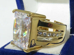 Jewellery Kingdom Ladies Emerald Cut Cubic Zirconia 18k Electroplated Ring (Gold) - Jewelry Rings - British D'sire