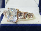 Jewellery Kingdom Ladies Emerald Cut Cubic Zirconia 250CT Steel Anniversary Engagement Ring (Rose Gold) - Jewelry Rings - British D'sire