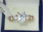 Jewellery Kingdom Ladies Emerald Cut Cubic Zirconia 250CT Steel Anniversary Engagement Ring (Rose Gold) - Jewelry Rings - British D'sire