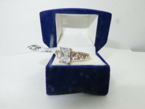 Jewellery Kingdom Ladies Emerald Cut Cubic Zirconia 250CT Steel Anniversary Engagement Ring (Rose Gold) - Jewelry Rings - British D'sire Main image