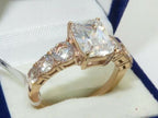 Jewellery Kingdom Ladies Emerald Cut Cubic Zirconia 250CT Steel Anniversary Engagement Ring (Rose Gold) - Jewelry Rings - British D'sire