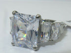 Jewellery Kingdom Ladies Emerald Cut Cubic Zirconia Stainless Steel Silver Ring - Jewelry Rings - British D'sire