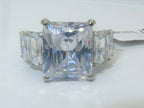 Jewellery Kingdom Ladies Emerald Cut Cubic Zirconia Stainless Steel Silver Ring - Jewelry Rings - British D'sire