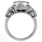 Jewellery Kingdom Ladies Emerald Cut Cubic Zirconia Stainless Steel Silver Ring - Jewelry Rings - British D'sire