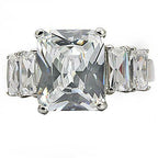 Jewellery Kingdom Ladies Emerald Cut Cubic Zirconia Stainless Steel Silver Ring - Jewelry Rings - British D'sire