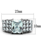 Jewellery Kingdom Ladies Emerald Cut Cz Stainless Steel Ring (Silver) - Jewelry Rings - British D'sire