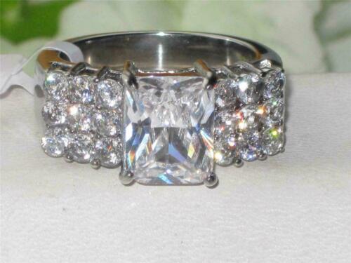 Jewellery Kingdom Ladies Emerald Cut Cz Stainless Steel Ring (Silver) - Jewelry Rings - British D'sire