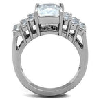 Jewellery Kingdom Ladies Emerald Cut Cz Stainless Steel Ring (Silver) - Jewelry Rings - British D'sire