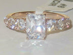 Jewellery Kingdom Ladies Emerald Cut cz Steel Anniversary Engagement Ring (Rose Gold) - Engagement Rings - British D'sire
