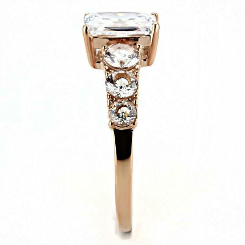 Jewellery Kingdom Ladies Emerald Cut cz Steel Anniversary Engagement Ring (Rose Gold) - Engagement Rings - British D'sire
