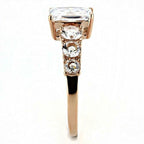 Jewellery Kingdom Ladies Emerald Cut cz Steel Anniversary Engagement Ring (Rose Gold) - Engagement Rings - British D'sire
