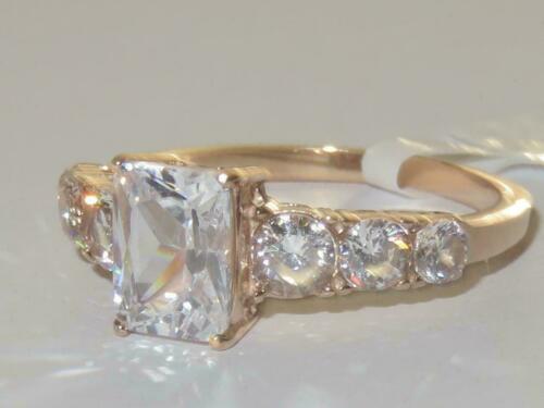Jewellery Kingdom Ladies Emerald Cut cz Steel Anniversary Engagement Ring (Rose Gold) - Engagement Rings - British D'sire