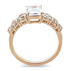 Jewellery Kingdom Ladies Emerald Cut cz Steel Anniversary Engagement Ring (Rose Gold) - Engagement Rings - British D'sire