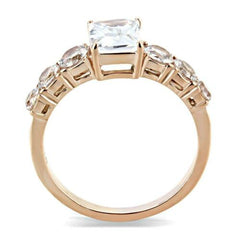 Jewellery Kingdom Ladies Emerald Cut cz Steel Anniversary Engagement Ring (Rose Gold) - Engagement Rings - British D'sire