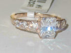 Jewellery Kingdom Ladies Emerald Cut cz Steel Anniversary Engagement Ring (Rose Gold) - Engagement Rings - British D'sire