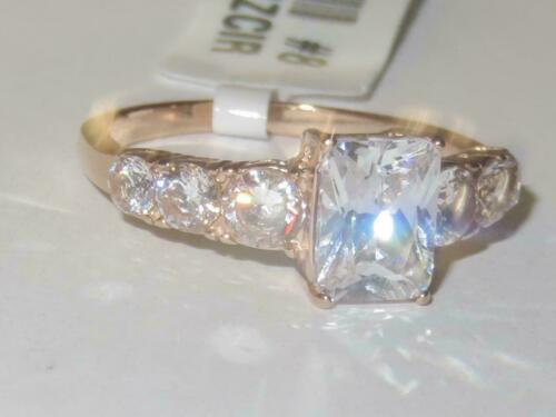 Jewellery Kingdom Ladies Emerald Cut cz Steel Anniversary Engagement Ring (Rose Gold) - Engagement Rings - British D'sire