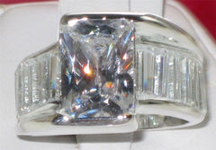 Jewellery Kingdom Ladies Emerald Cut Cz Sterling Silver 925 Stamped Engagement 4 Carat Ring - Jewelry Rings - British D'sire