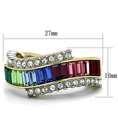 Jewellery Kingdom Ladies Emerald Cut Multi Colour Statement Cocktail Ring (Gold) Secondary image