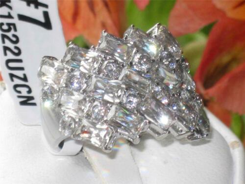 Jewellery Kingdom Ladies Emerald Cut Ring Round Cz Super Sparkling Cocktail Stainless Steel - Jewelry Rings - British D'sire