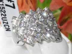 Jewellery Kingdom Ladies Emerald Cut Ring Round Cz Super Sparkling Cocktail Stainless Steel - Jewelry Rings - British D'sire