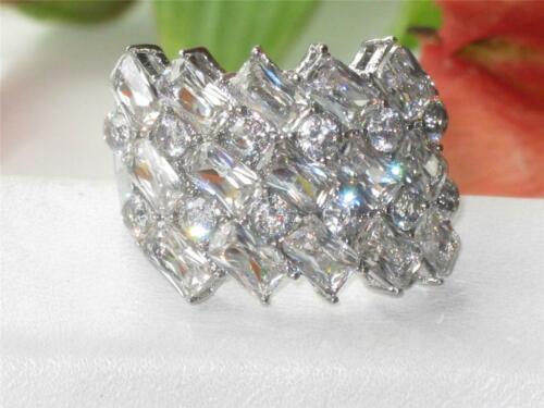 Jewellery Kingdom Ladies Emerald Cut Ring Round Cz Super Sparkling Cocktail Stainless Steel - Jewelry Rings - British D'sire