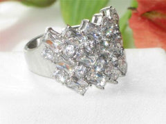 Jewellery Kingdom Ladies Emerald Cut Ring Round Cz Super Sparkling Cocktail Stainless Steel - Jewelry Rings - British D'sire