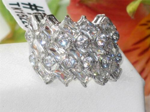 Jewellery Kingdom Ladies Emerald Cut Ring Round Cz Super Sparkling Cocktail Stainless Steel - Jewelry Rings - British D'sire