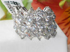 Jewellery Kingdom Ladies Emerald Cut Ring Round Cz Super Sparkling Cocktail Stainless Steel - Jewelry Rings - British D'sire