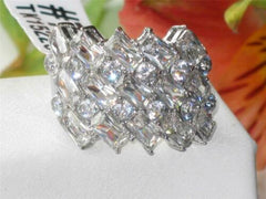 Jewellery Kingdom Ladies Emerald Cut Ring Round Cz Super Sparkling Cocktail Stainless Steel - Jewelry Rings - British D'sire