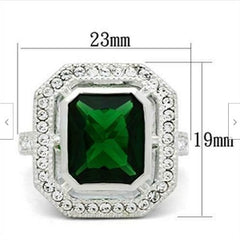 Jewellery Kingdom Ladies Emerald Cut Sterling Silver Antiqued Cocktail Ring (Green) - Rings - British D'sire