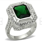 Jewellery Kingdom Ladies Emerald Cut Sterling Silver Antiqued Cocktail Ring (Green) - Rings - British D'sire