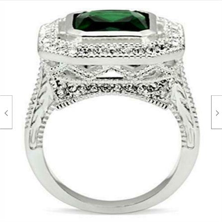Jewellery Kingdom Ladies Emerald Cut Sterling Silver Antiqued Cocktail Ring (Green) - Rings - British D'sire