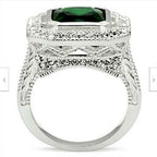 Jewellery Kingdom Ladies Emerald Cut Sterling Silver Antiqued Cocktail Ring (Green) - Rings - British D'sire