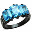 Jewellery Kingdom Ladies Emerald Cut Three Stone Simulates Steel Blue Topaz Ring (Black) - Jewelry Rings - British D'sire