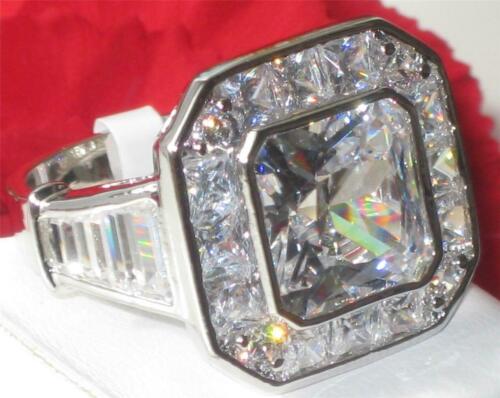 Jewellery Kingdom Ladies Emerald Cuts Princess Cocktail Bezel Rhodium Ring (Silver) - Rings - British D'sire Main image