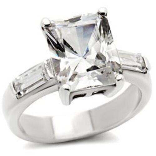 Jewellery Kingdom Ladies Emerald Cz Sterling Silver Three Stone 3.50 Carat Engagement Ring - Jewelry Rings - British D'sire Main image