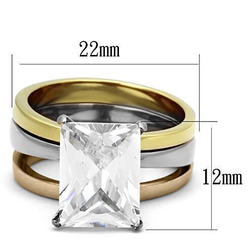 Jewellery Kingdom Ladies Emerald Engagement Wedding Band Set Stainless Steel Ring - Jewelry Rings - British D'sire Main image