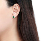 Jewellery Kingdom Ladies Emerald Green Cz Stainless Steel Dress Studs Earrings (Silver) - Earrings - British D'sire