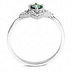Jewellery Kingdom Ladies Emerald Green Solitaire Accents Ring (Silver) - Rings - British D'sire