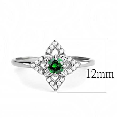 Jewellery Kingdom Ladies Emerald Green Solitaire Accents Ring (Silver) Secondary image