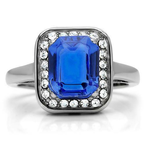 Jewellery Kingdom Ladies Emerald Sapphire Simulated Diamonds Stainless Steel Ring Secondary image