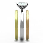 Jewellery Kingdom Ladies Emerald Set Cz 2 Carat Rose Gold Yellow Stainless Steel Gold Ring - Jewelry Rings - British D'sire