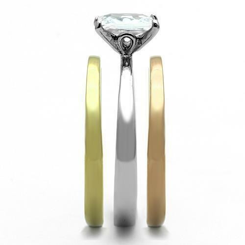Jewellery Kingdom Ladies Emerald Set Cz 2 Carat Rose Gold Yellow Stainless Steel Gold Ring - Jewelry Rings - British D'sire