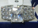 Jewellery Kingdom Ladies Emerald Simulated Diamonds Stainless Steel No Tarnish Ring (Silver) - Jewelry Rings - British D'sire