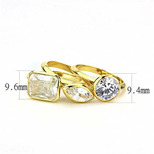 Jewellery Kingdom Ladies Emerald Stacking Marquise Bands 3pcs Solitaires Ring (Gold) Secondary image