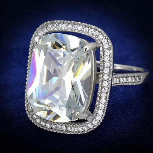 Jewellery Kingdom Ladies Emerald Sterling Silver Cubic Zirconia 15 Carat Sparkling Ring - Jewelry Rings - British D'sire Main image
