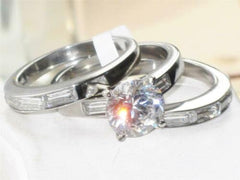 Jewellery Kingdom Ladies Emerald Wedding Engagement Bands Set 4K Ring - Engagement Rings - British D'sire