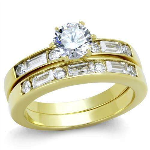 Jewellery Kingdom Ladies Emerald Wedding Engagement Solitaire Band Set 3K Ring (Gold) - Engagement Rings - British D'sire